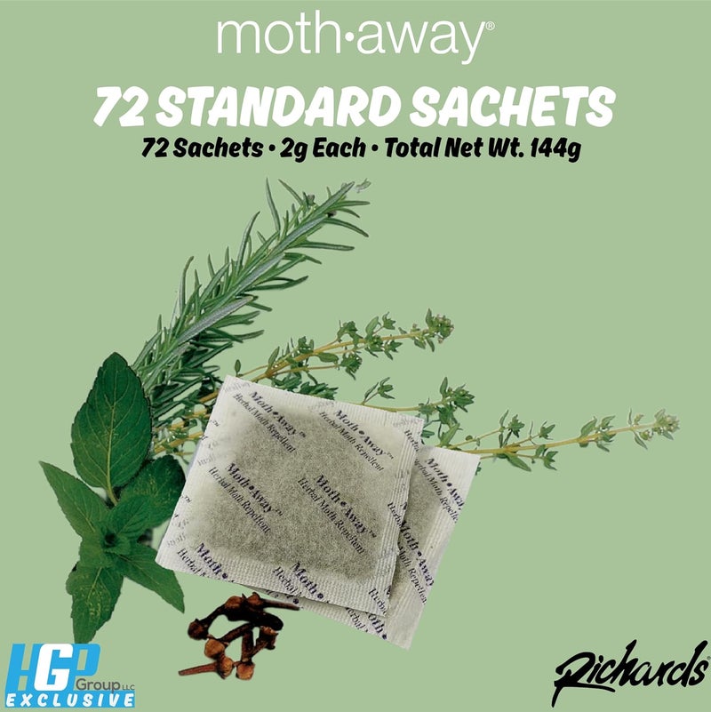 RICHARDS Dorzu Moth Away Sachets - Nontoxic Herbal Moth Repellent - 72 Pack with Fresh Mint Scent - Image 5